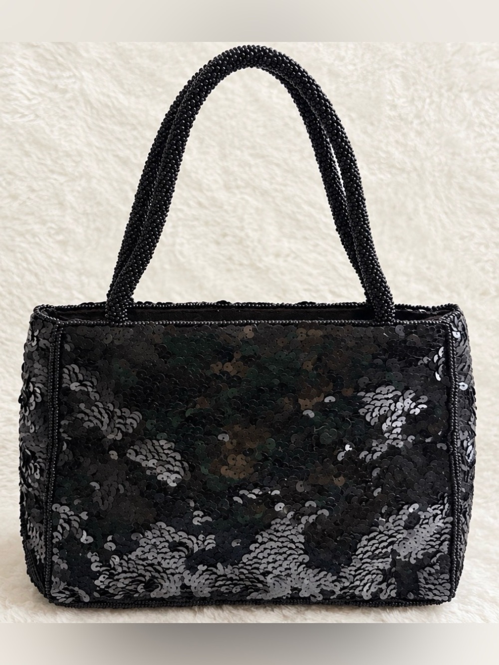 Vanessa Black Beaded Sequin Mini Evening Cocktail Handbag Y2K